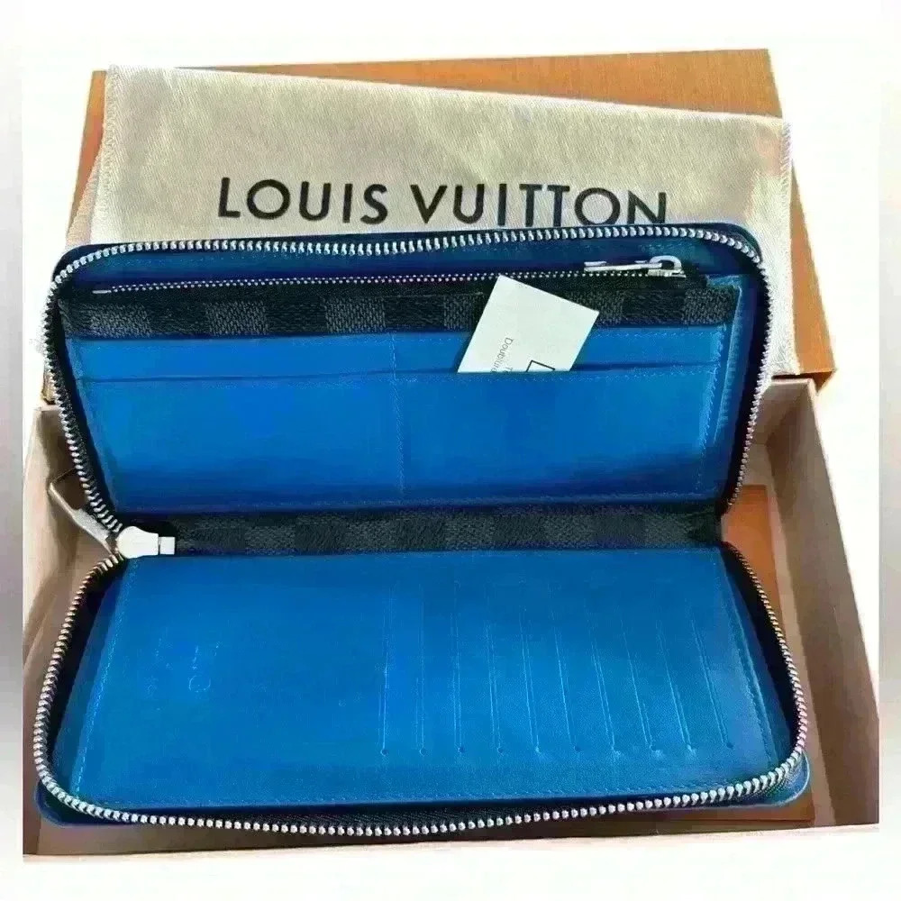 LOUIS VUITTON Damier Graphite Blue Vasco Zippy Wallet- full inclusion - box. Bag - Picture 2 of 16